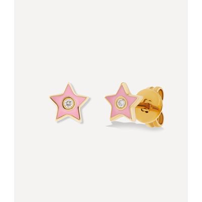 Brinco stud stars rosa de ouro com diamante_2